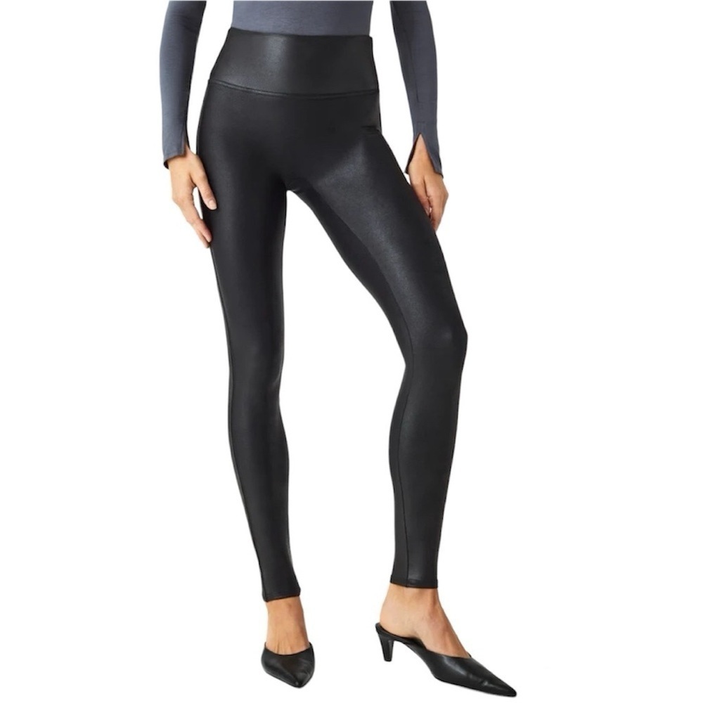 SPANX SPANXshape Faux Leather Leggings Black Sz 3X